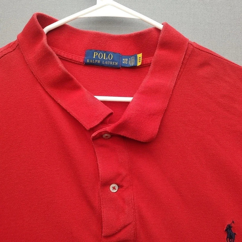Polo Ralph Lauren 2 Button‎ Short Sleeve Cotton Polo Shirt Men's 4XB Light Red